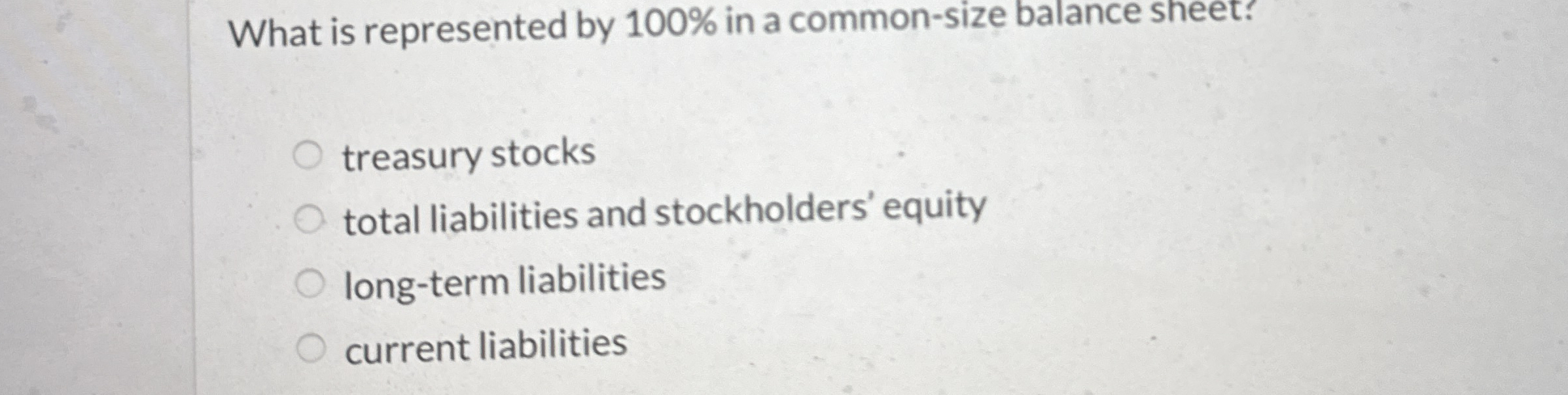 What is represented by 1 0 0 % in a common - size