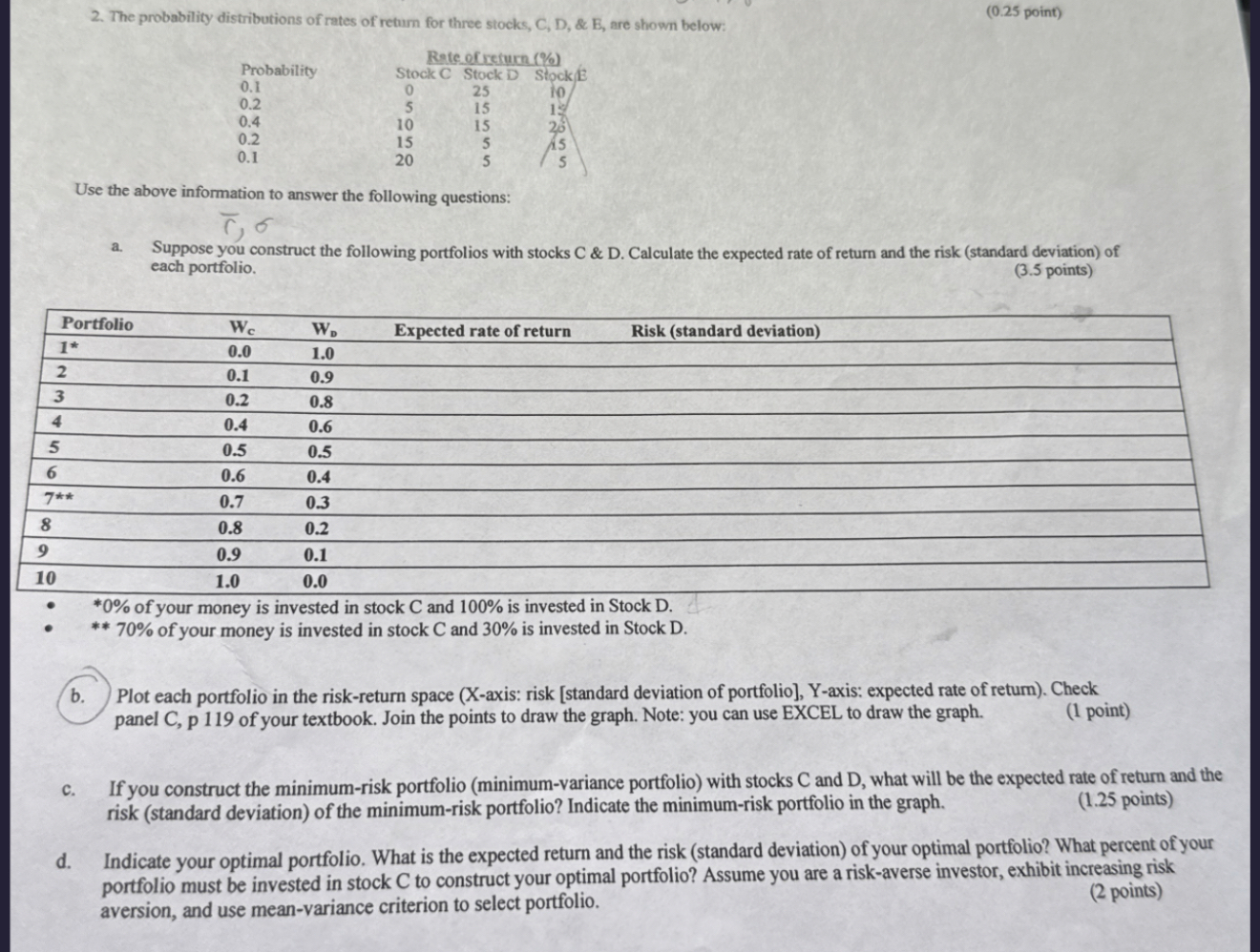 "Need help with A - D for question 2 " The