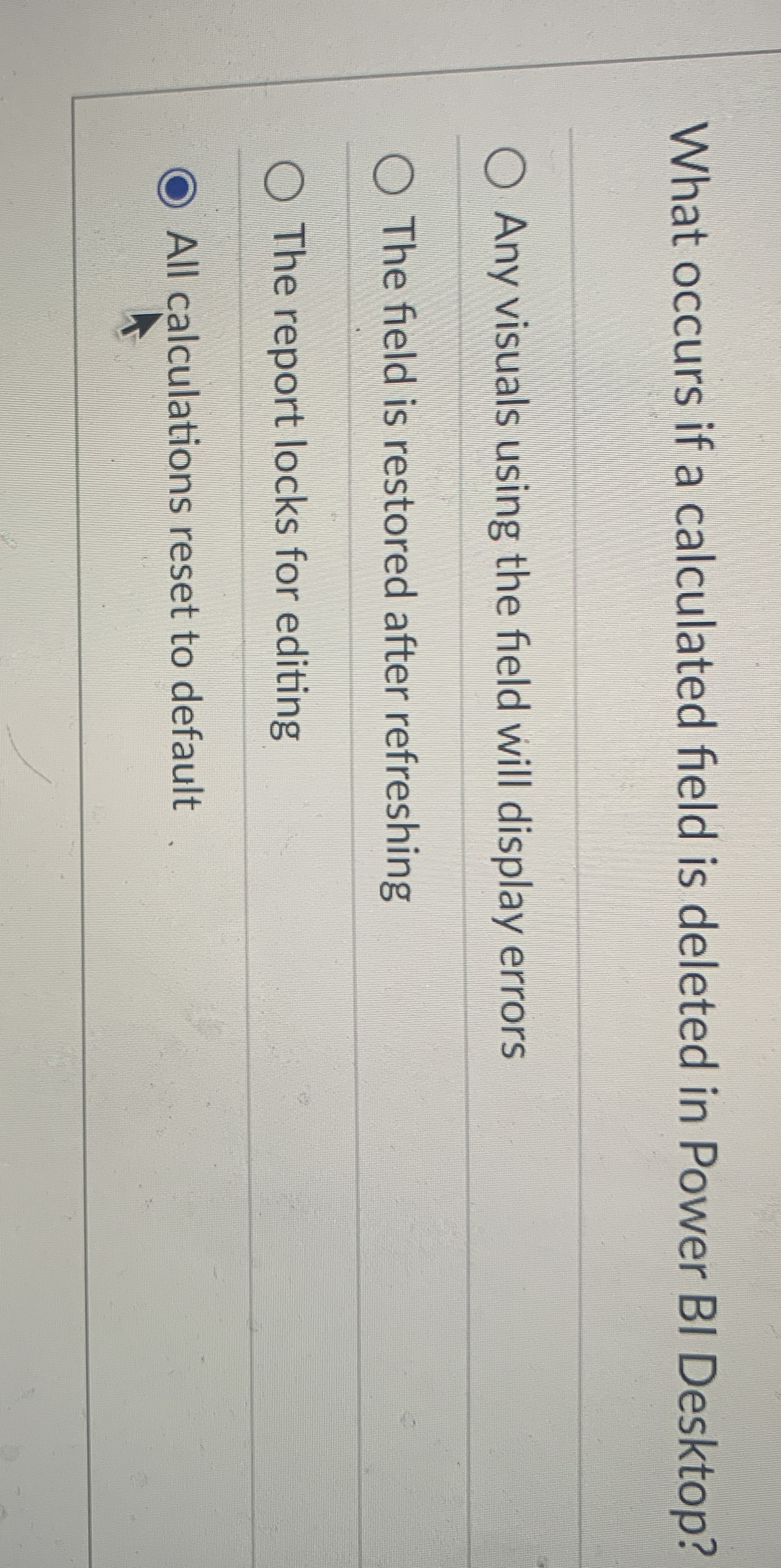 What occurs if a calculated field is deleted in