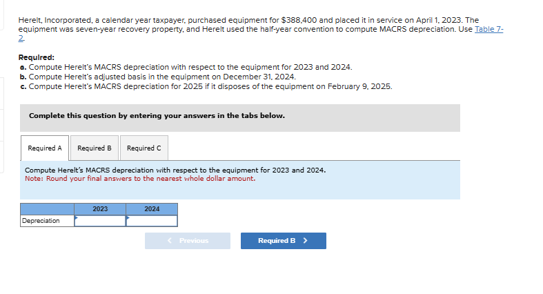 Answer parts A through C . I've attached Table 7