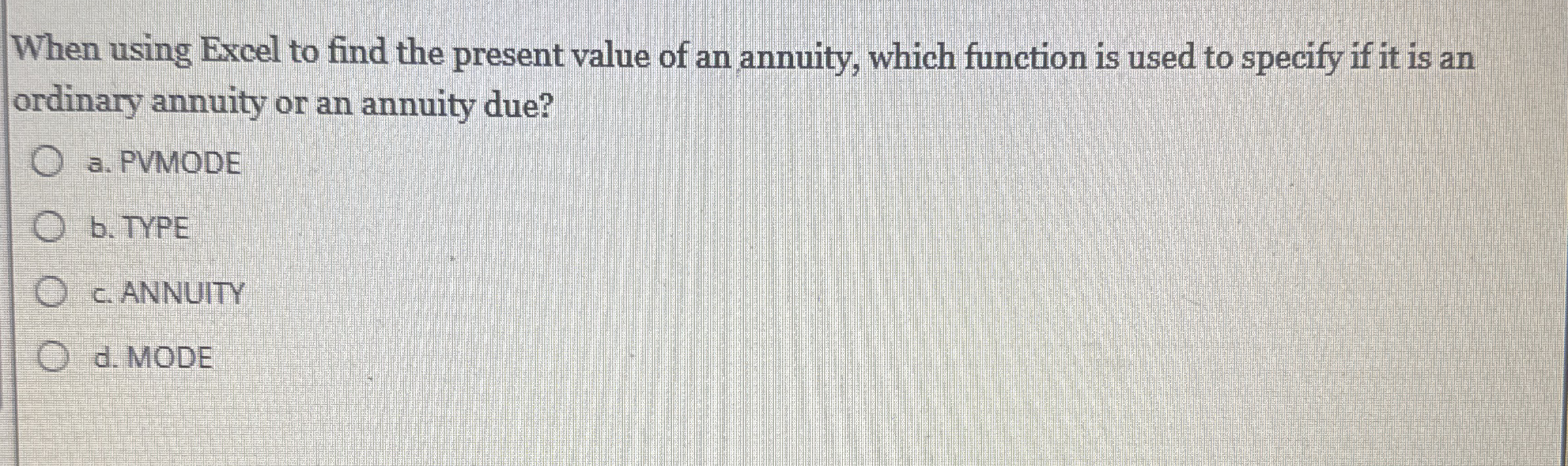 When using Excel to find the present value of an