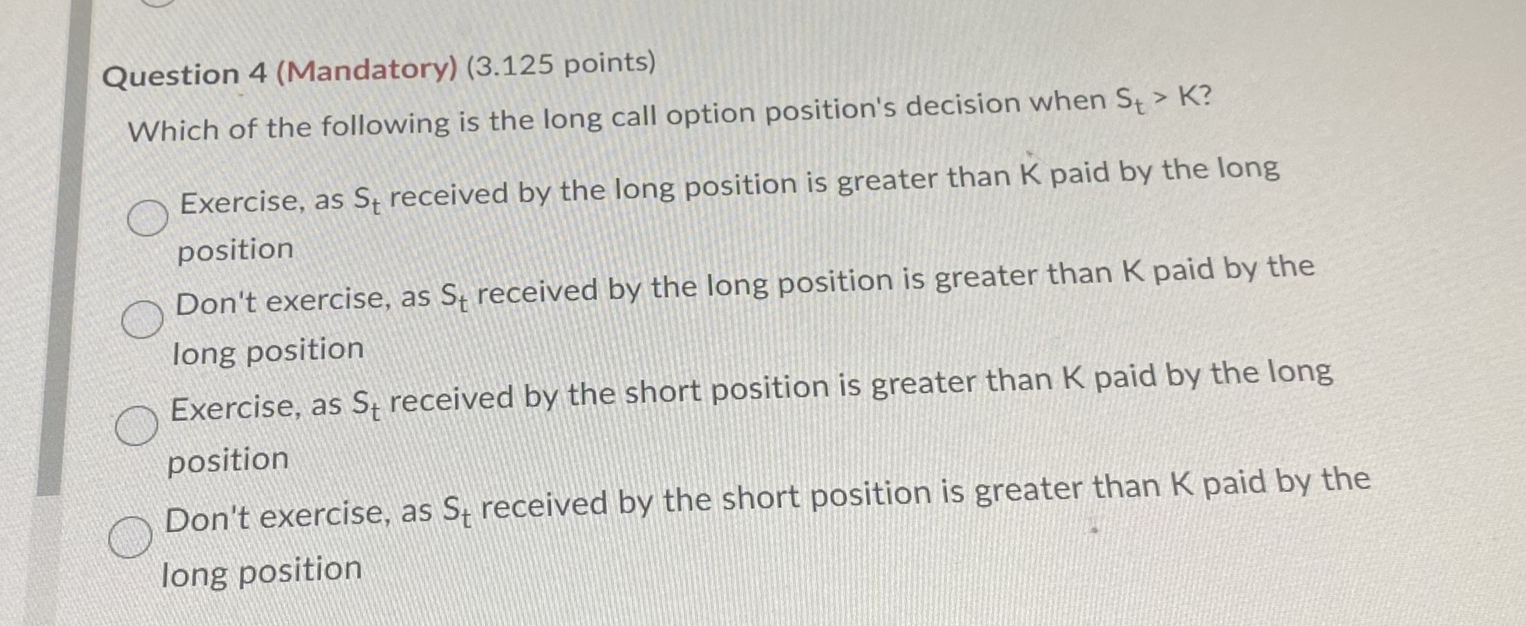 Question 4 ( Mandatory ) ( 3 . 1 2 5 points )