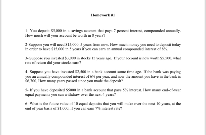 Homework # 1 1 - You deposit $ 5 , 0 0 0 in a