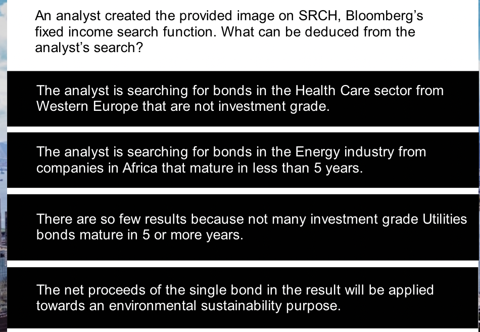 fixed income search function. What can be deduced