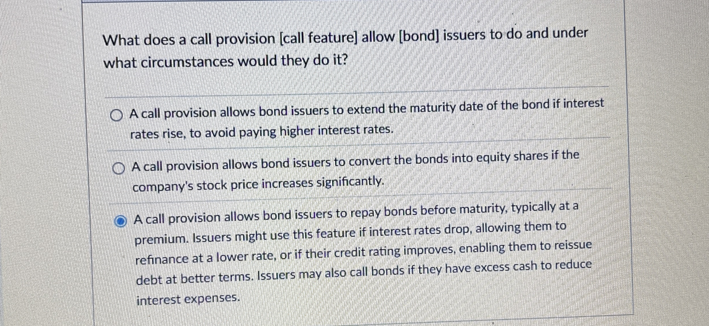 What does a call provision [ call feature ] allow
