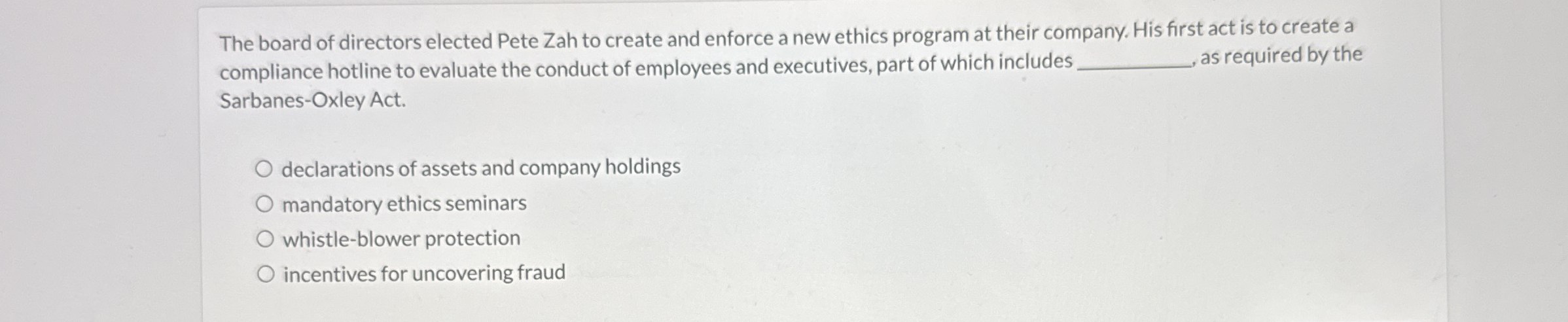 The board of directors elected Pete Zah to create