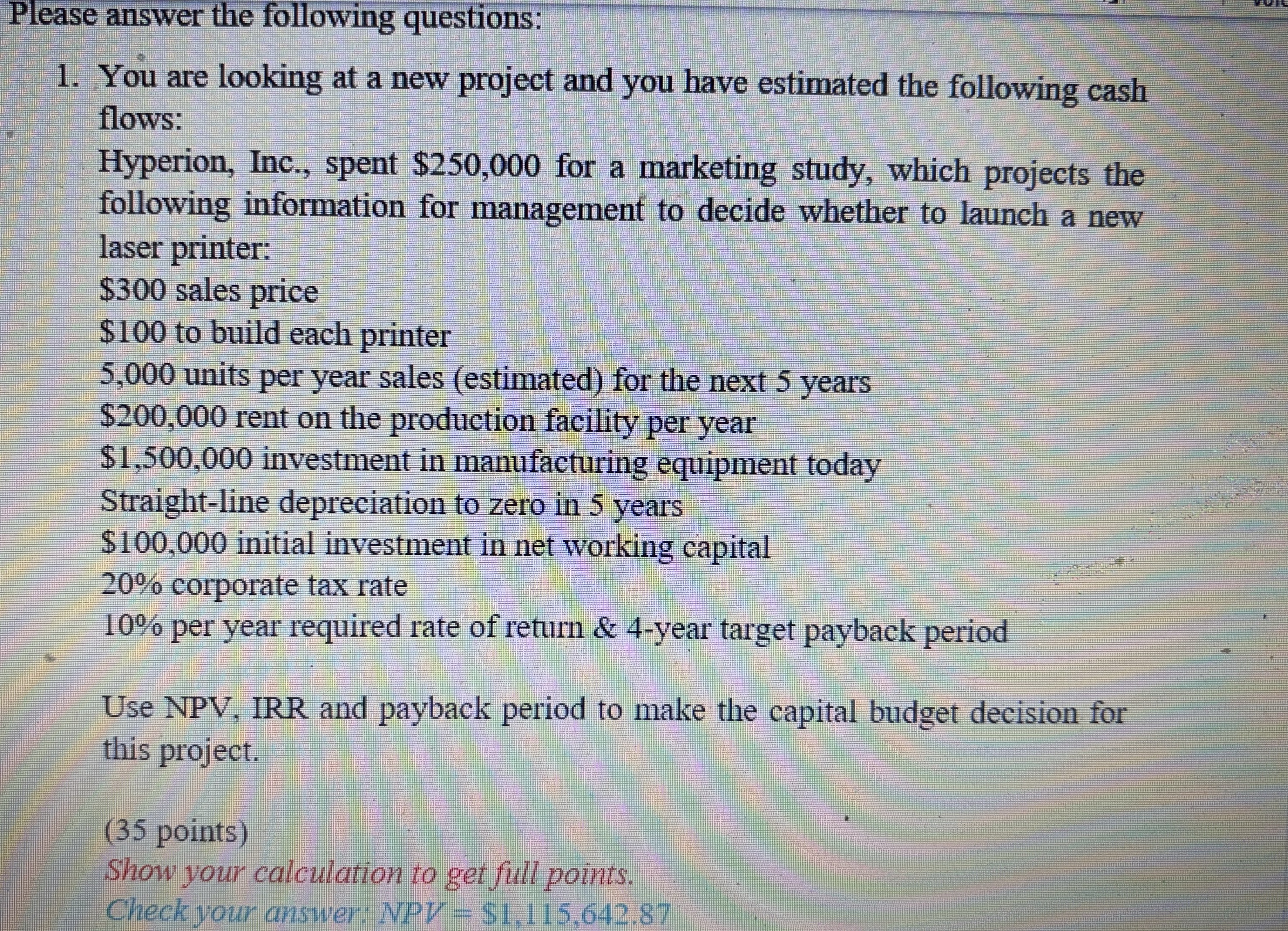 Expert? Capital Budgeting