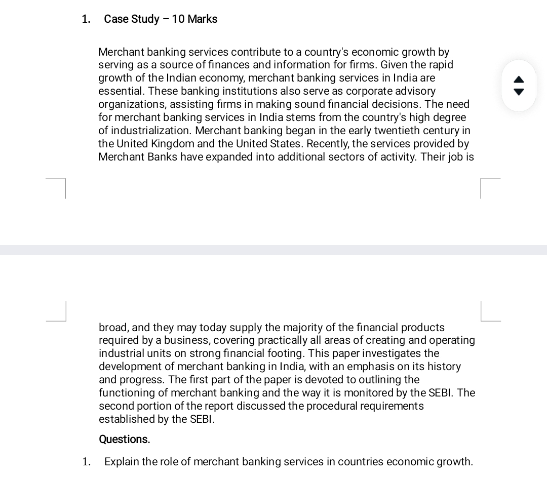 Case Study - 1 0 Marks Merchant banking services