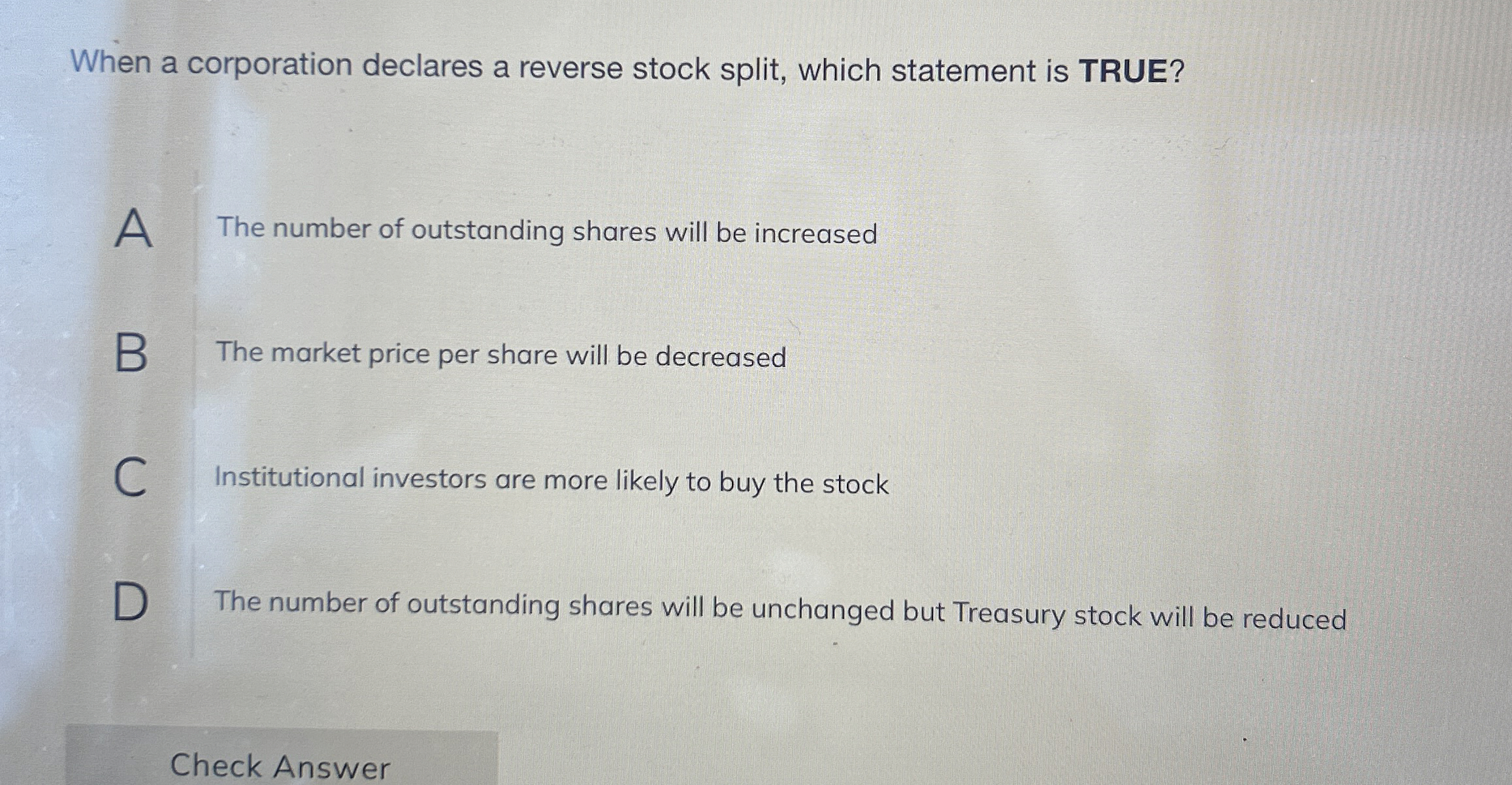 When a corporation declares a reverse stock