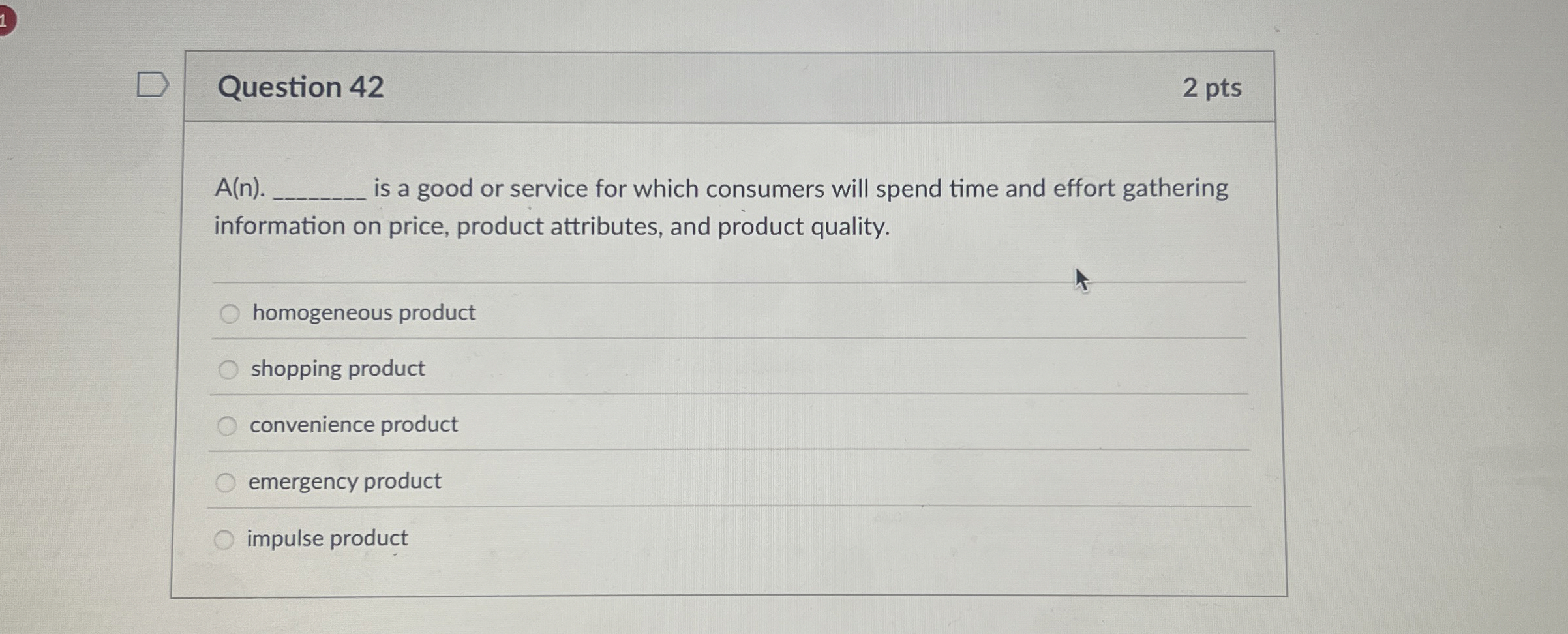 Question 4 2 2 pts A ( n ) . q , is a good or