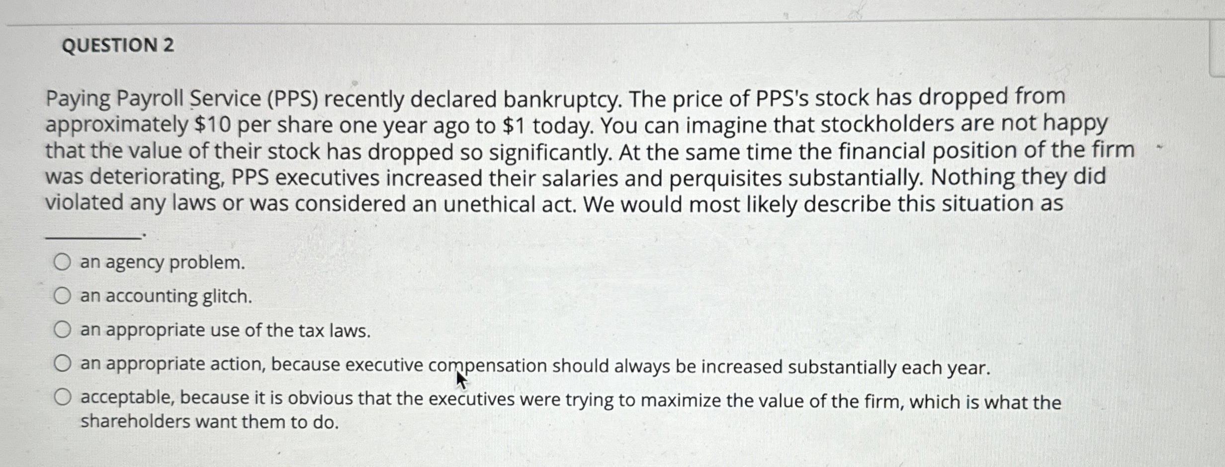 QUESTION 2 Paying Payroll Service ( PPS )