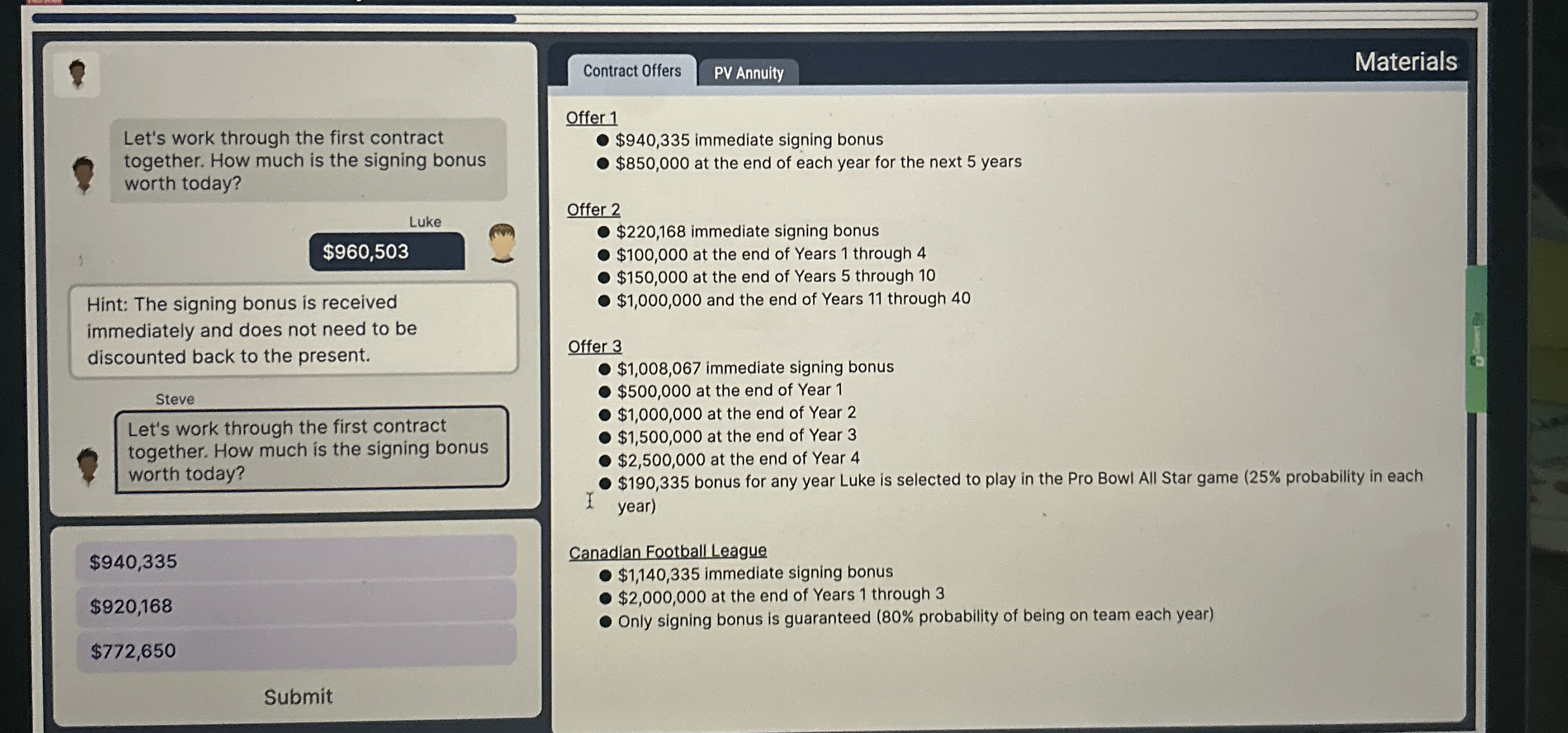 Contract Offers Materials Let's work through the