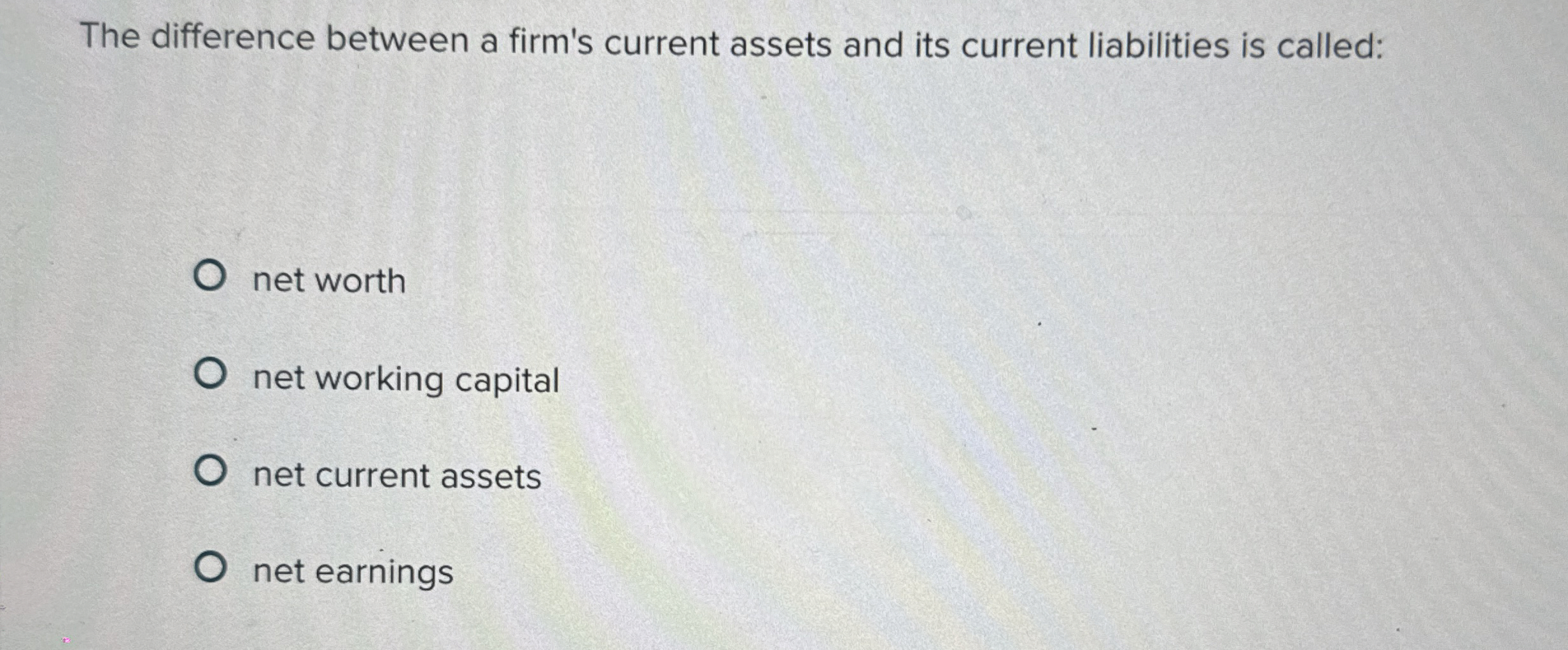 The difference between a firm's current assets