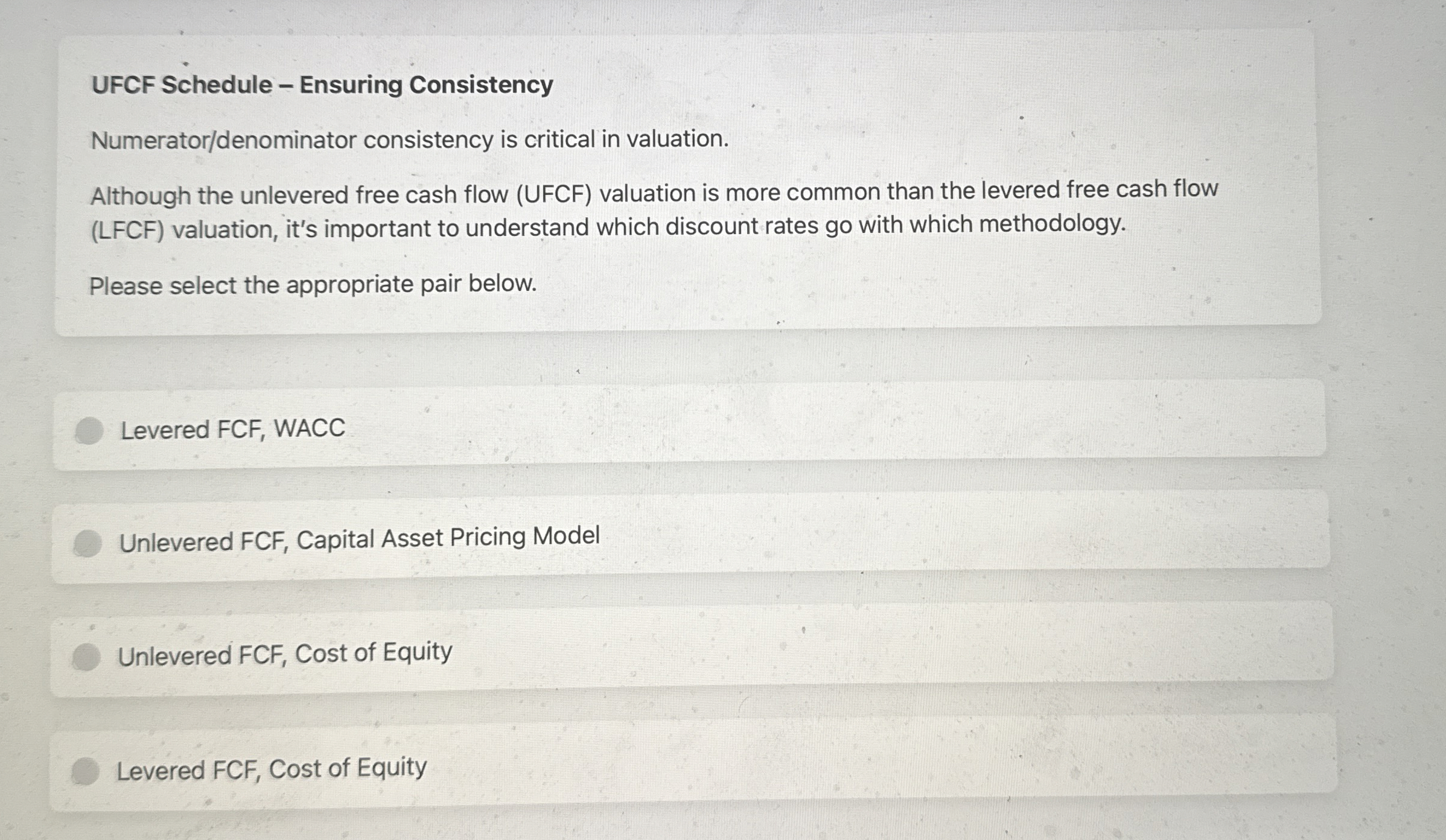 UFCF Schedule - Ensuring Consistency Numerator /