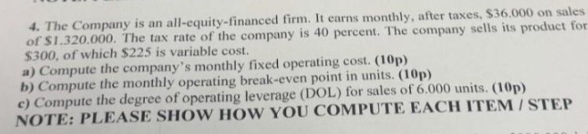 The Company is an all - equity - financed firm.