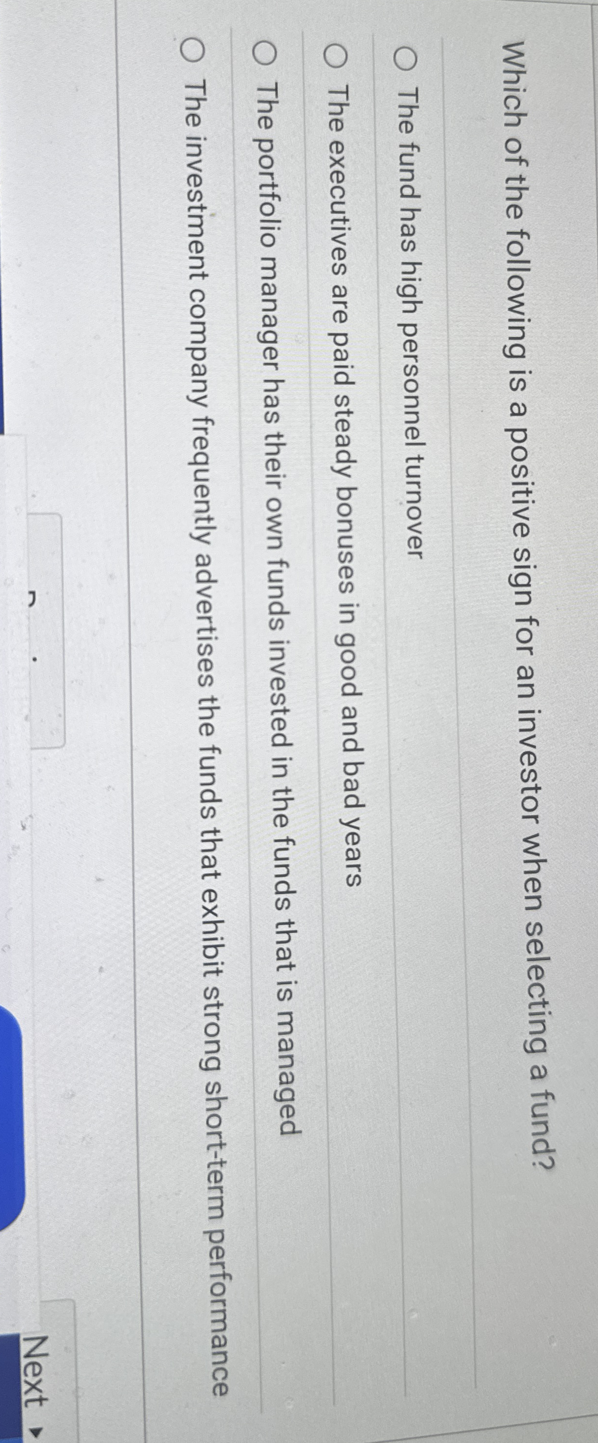 Which of the following is a positive sign for an