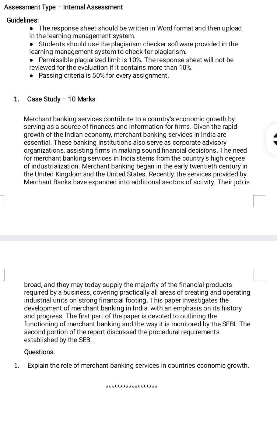 Assessment Type - Internal Assessment Guidelines:
