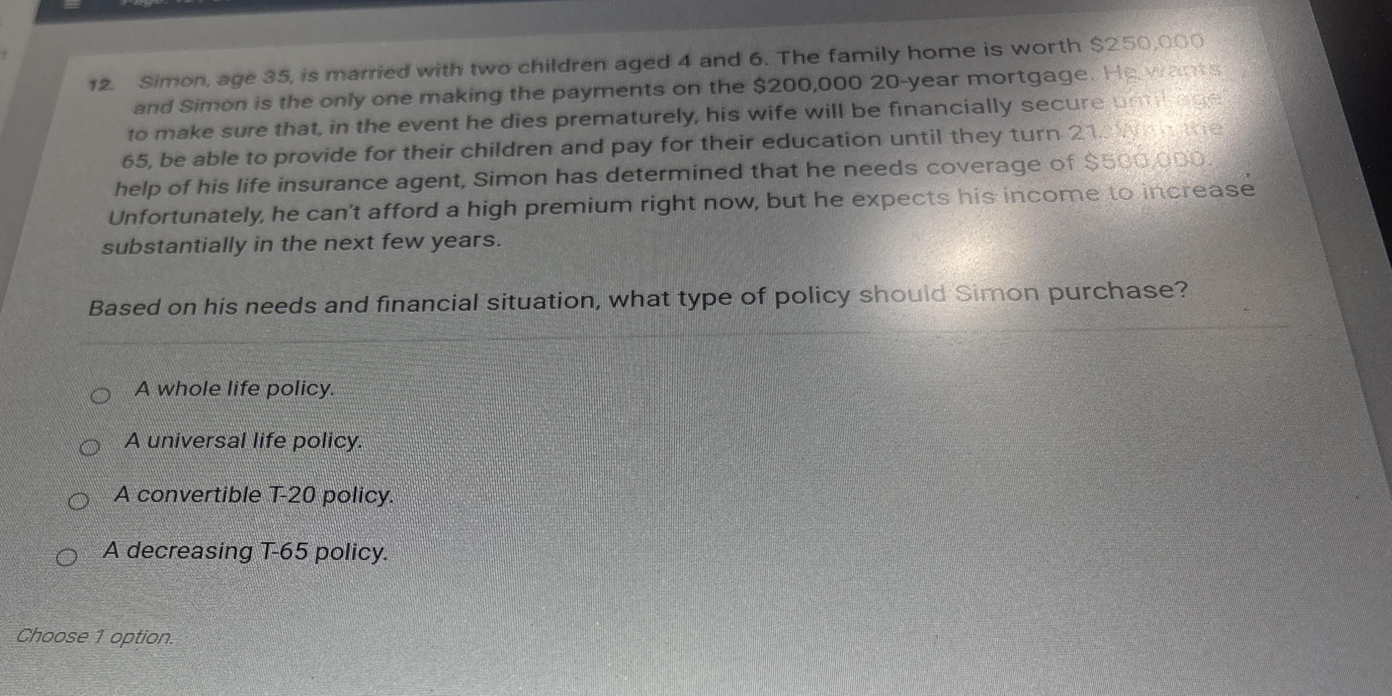 Simon, age 3 5 , is married with two children