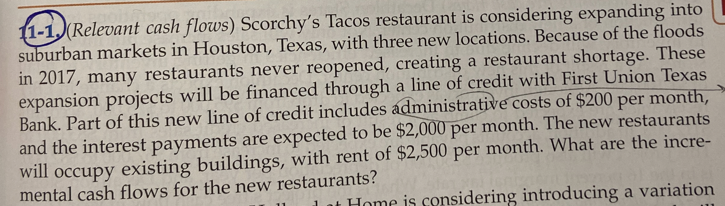 1 - 1 . ( Relevant cash flows ) Scorchy's Tacos