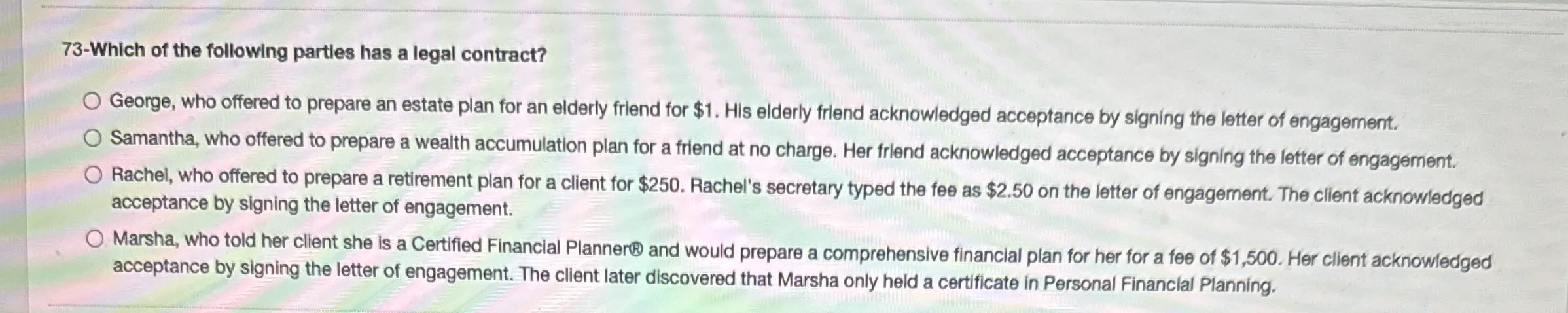 7 3 - Which of the following parties has a legal