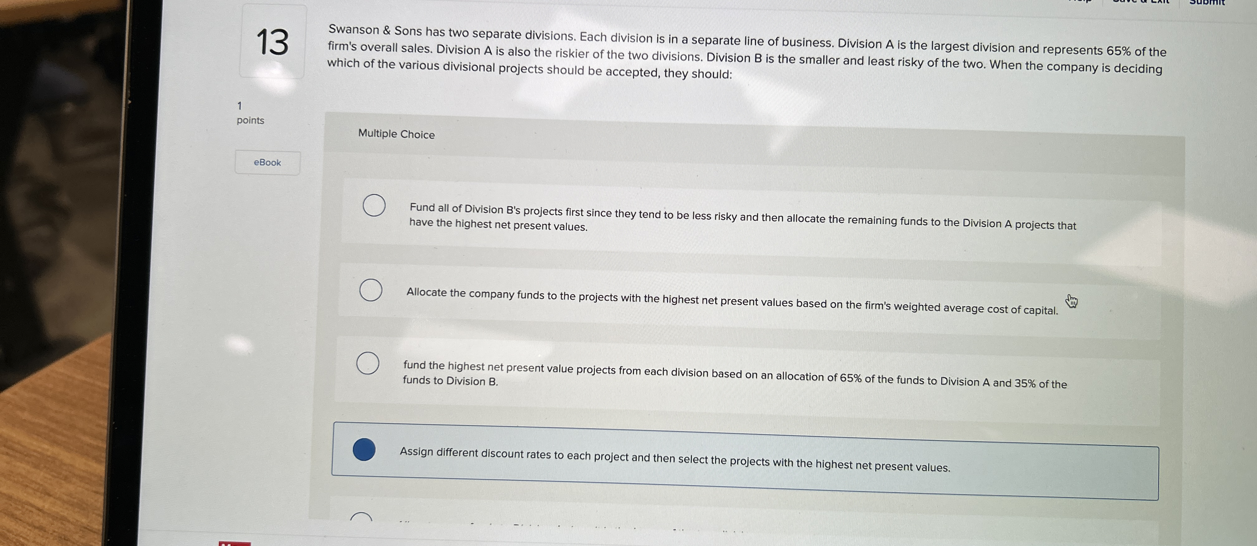 1 3 Swanson & Sons has two separate divisions.
