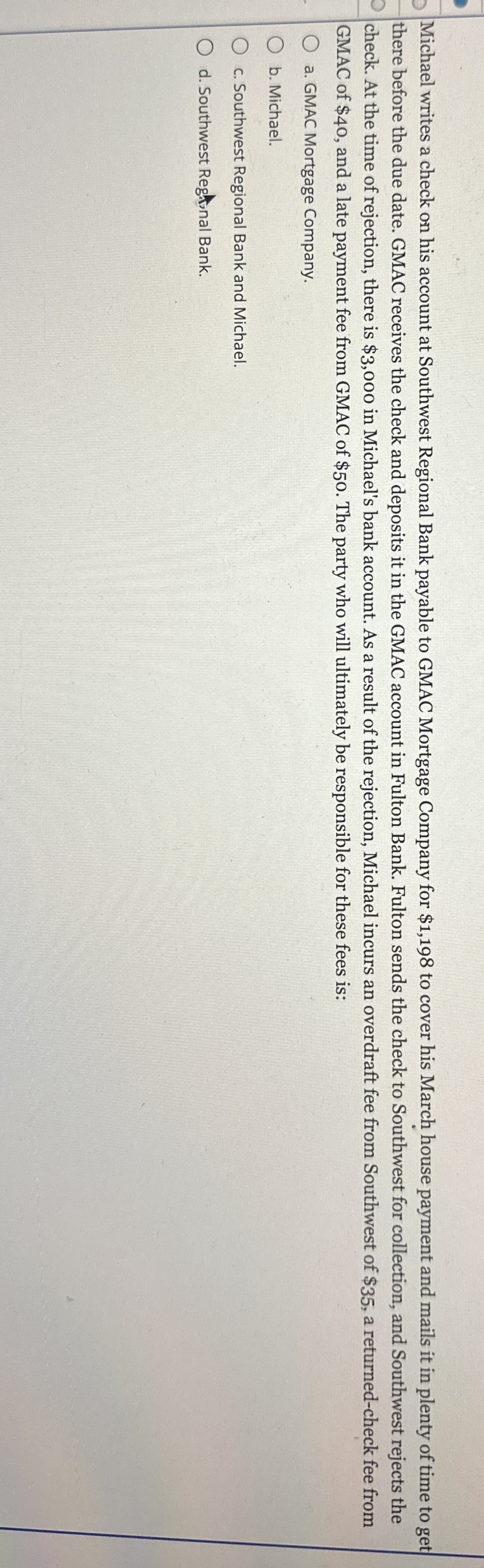 Michael writes a check on his account at