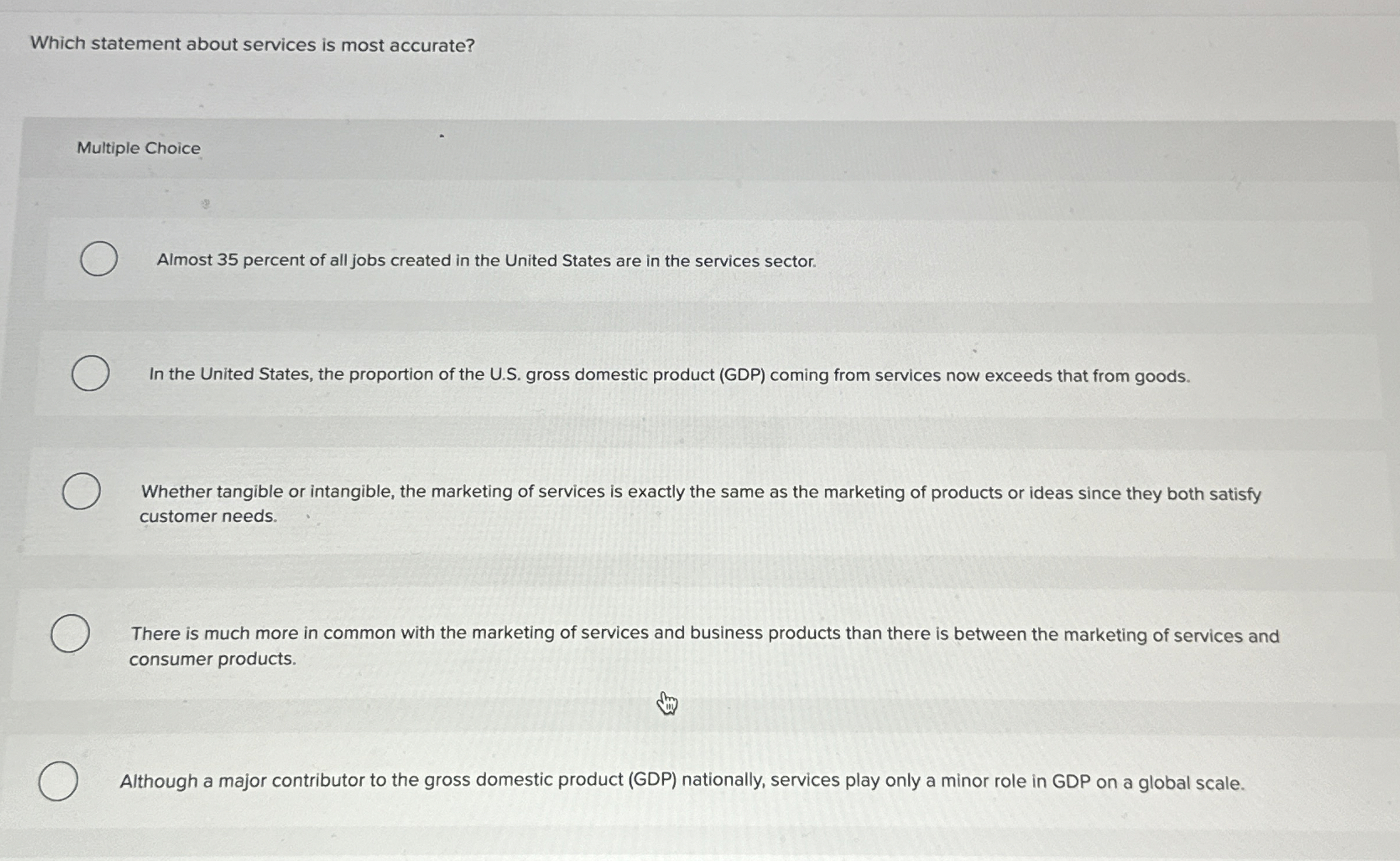 Which statement about services is most accurate?