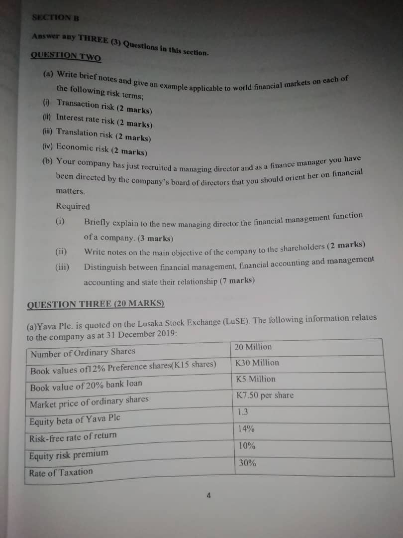 SECTION 1 3 Answer any TIIREE ( 3 ) Questions in