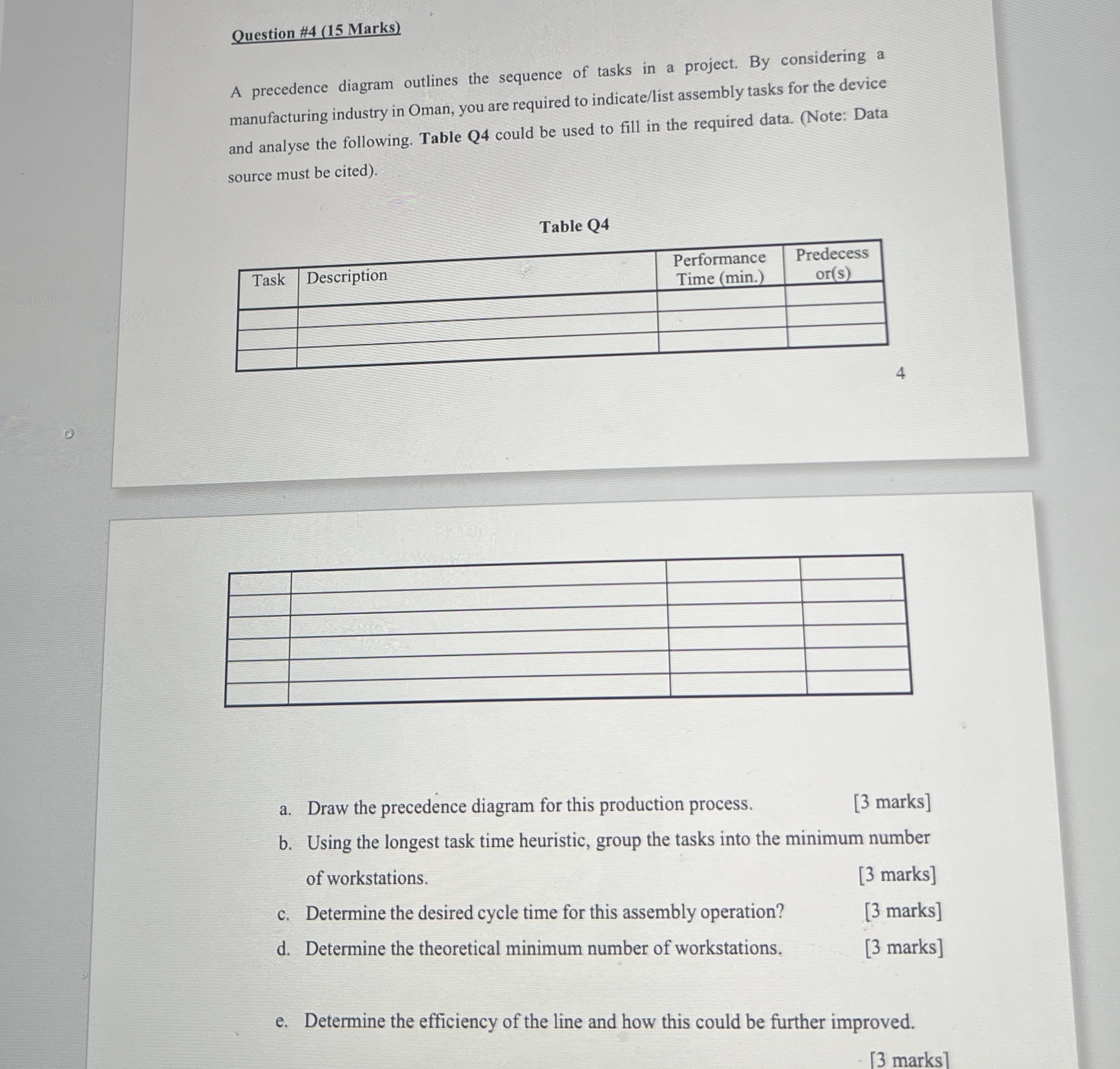 Question # 4 ( 1 5 Marks ) A precedence diagram