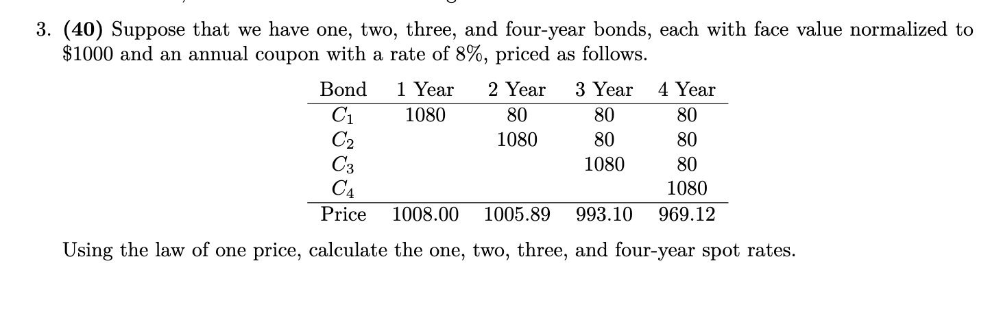 ( 4 0 ) Suppose that we have one, two, three, and