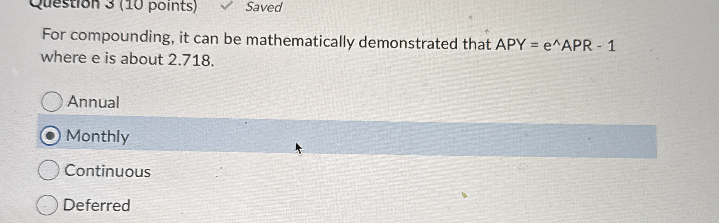 For compounding, it can be mathematically
