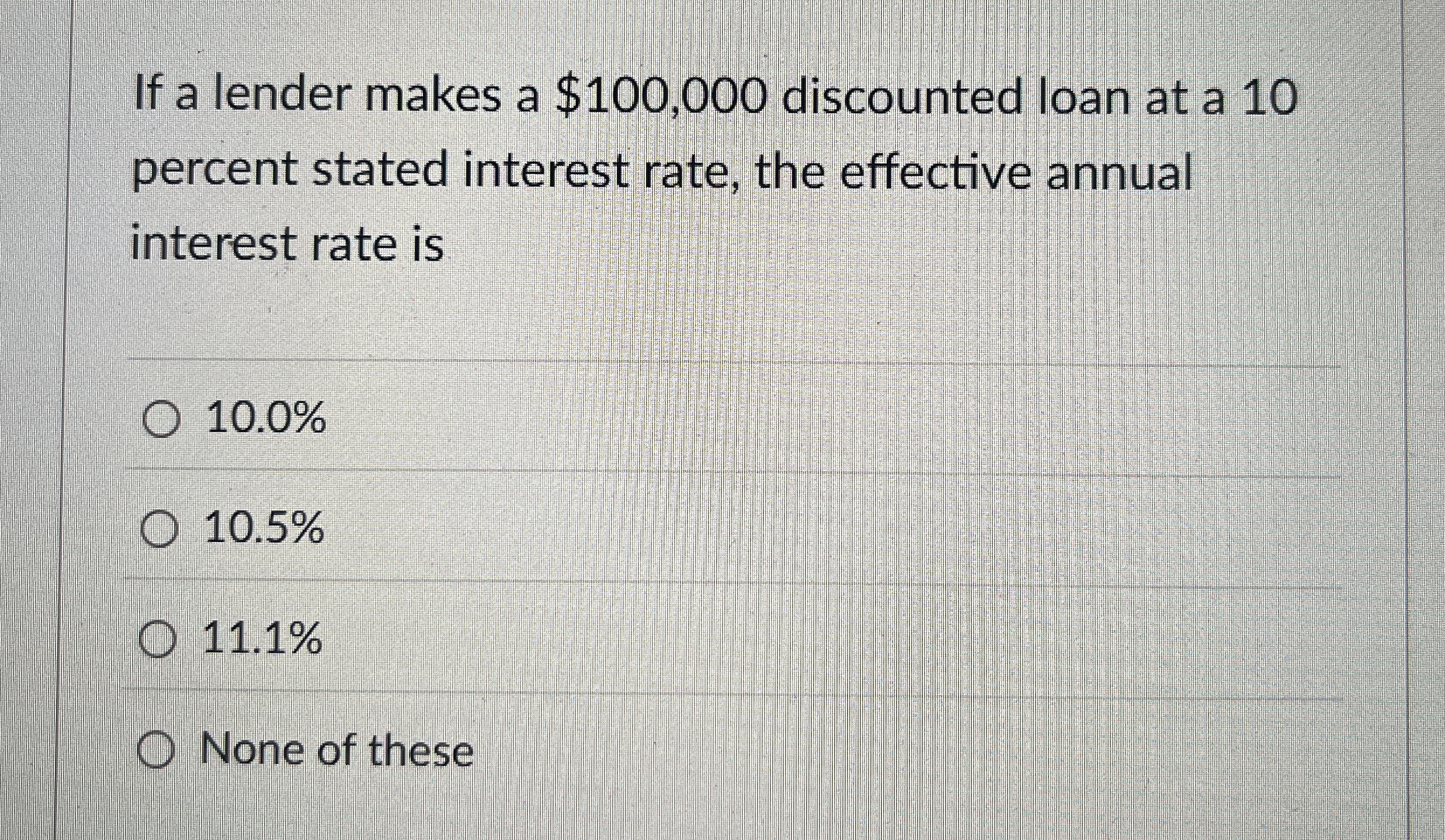 If a lender makes a $ 1 0 0 , 0 0 0 discounted