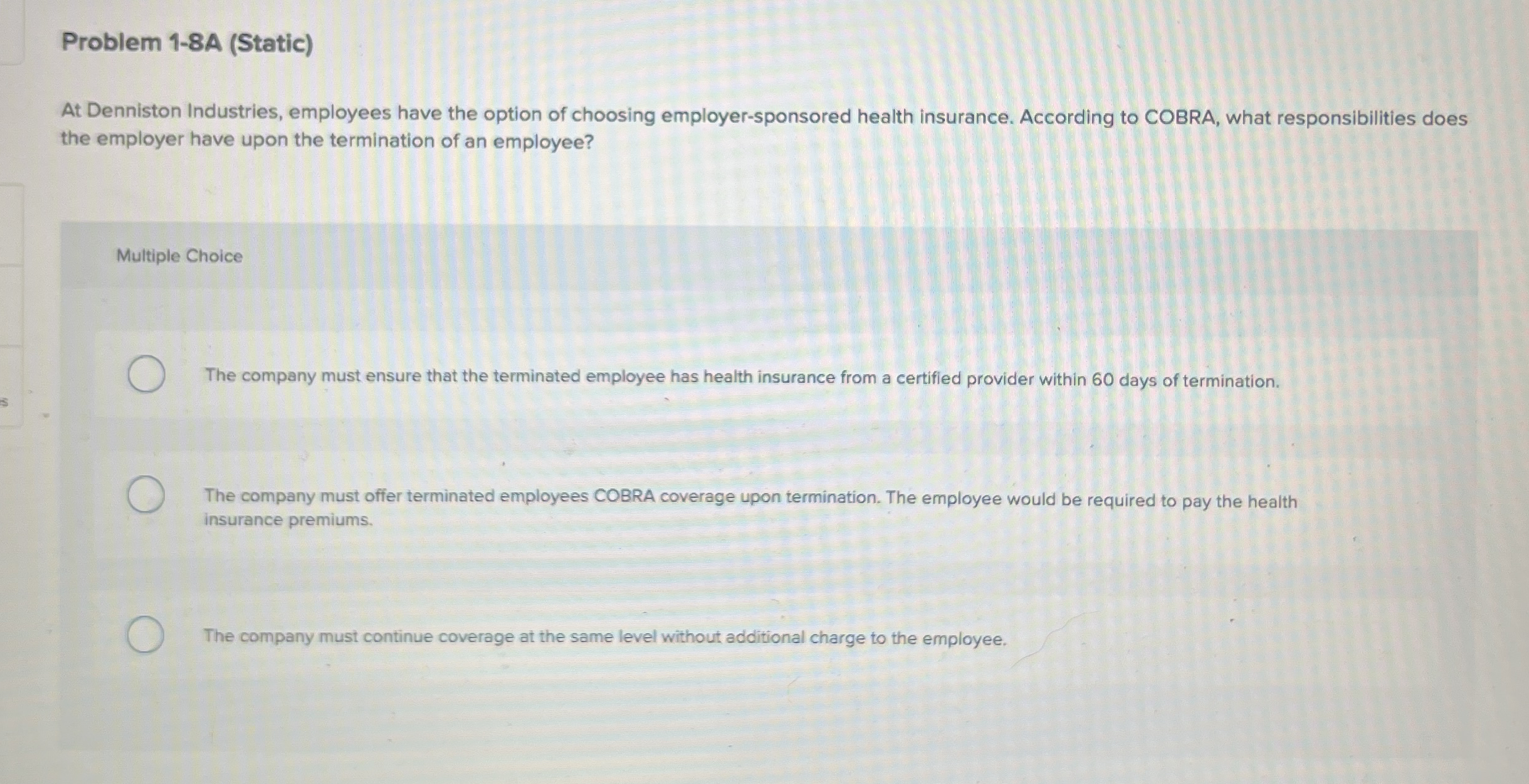 Problem 1 - 8 A ( Static ) At Denniston