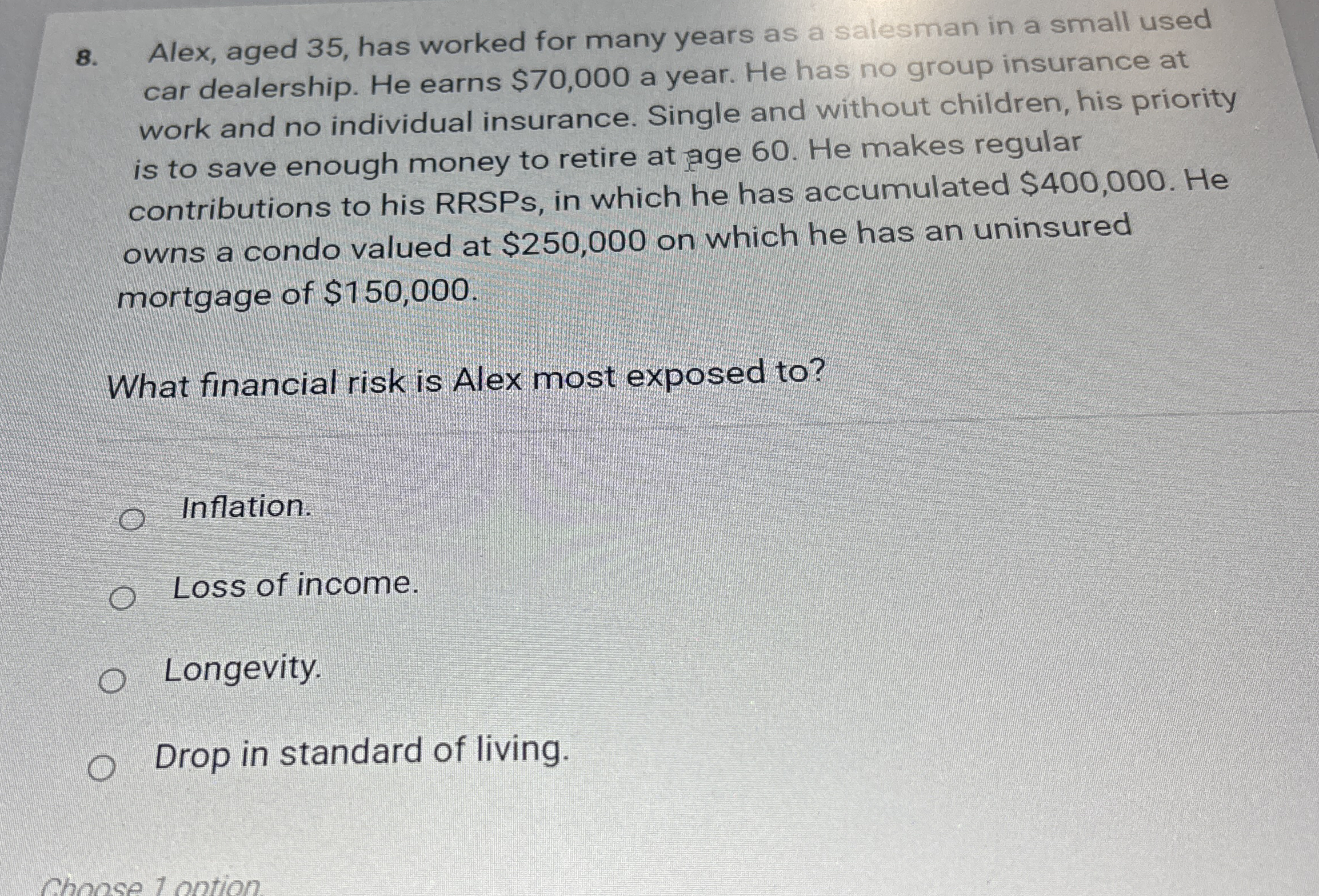 Alex, aged 3 5 , has worked for many years as a