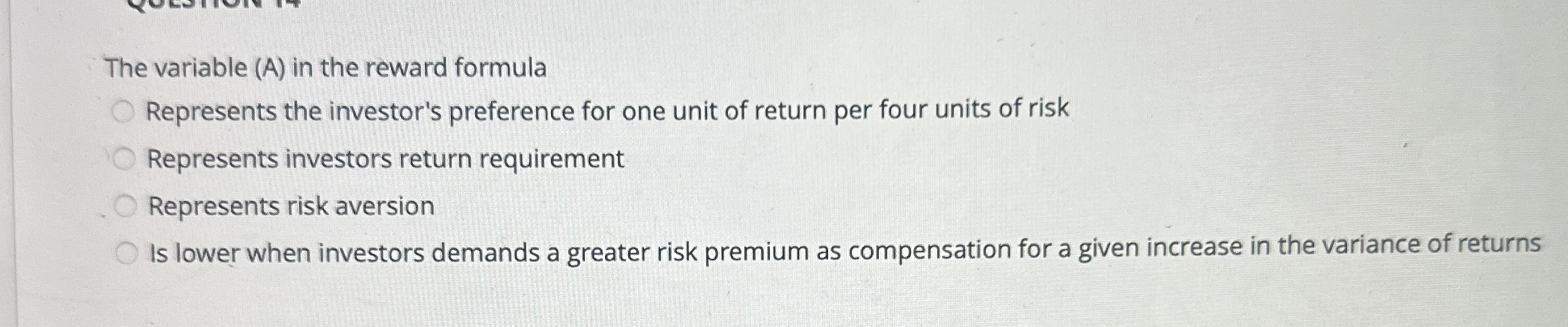 The variable ( A ) in the reward formula