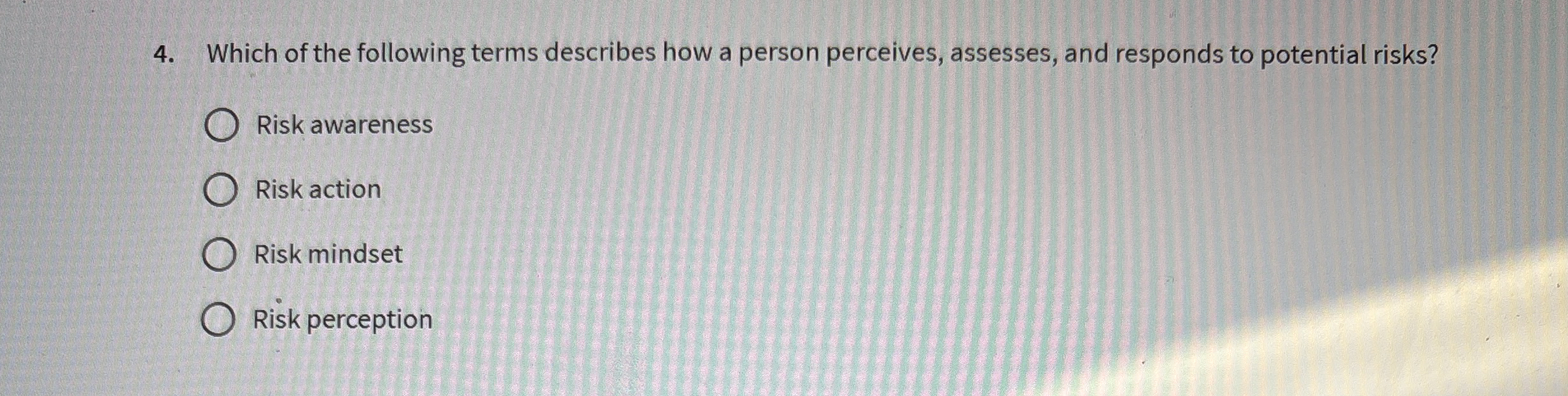 Which of the following terms describes how a