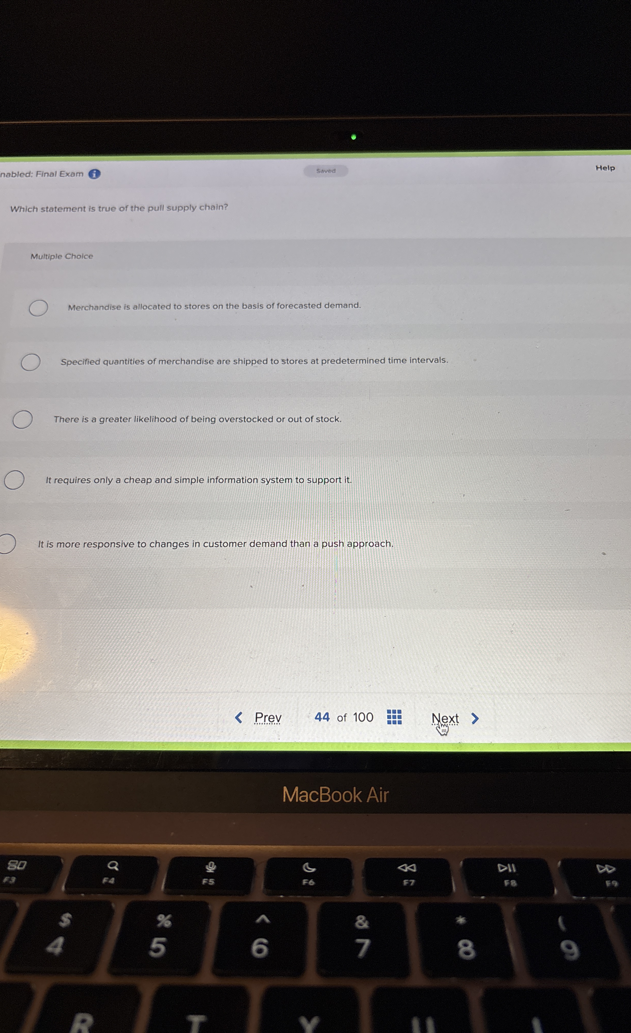 nabled: Final Exam Help Which statement is true