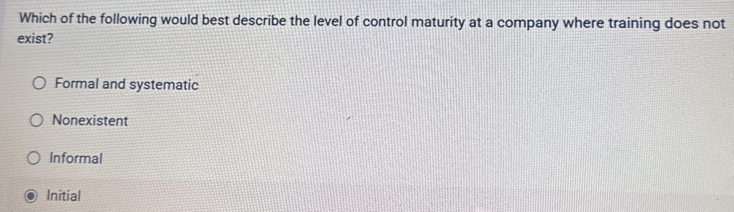 Which of the following would best describe the