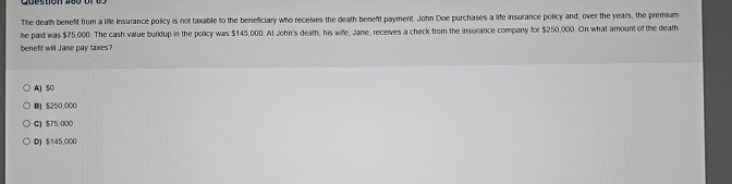 The death beneti from a life insurance policy is