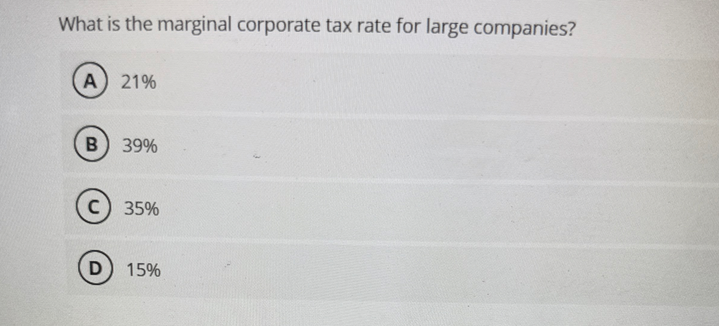 What is the marginal corporate tax rate for large