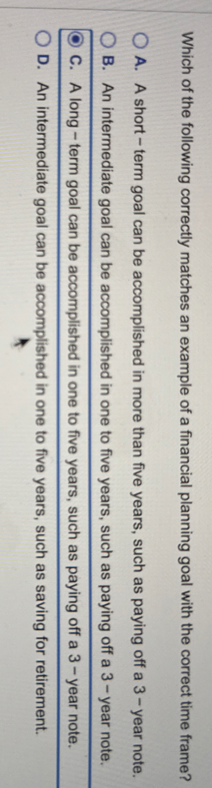 Which of the following correctly matches an