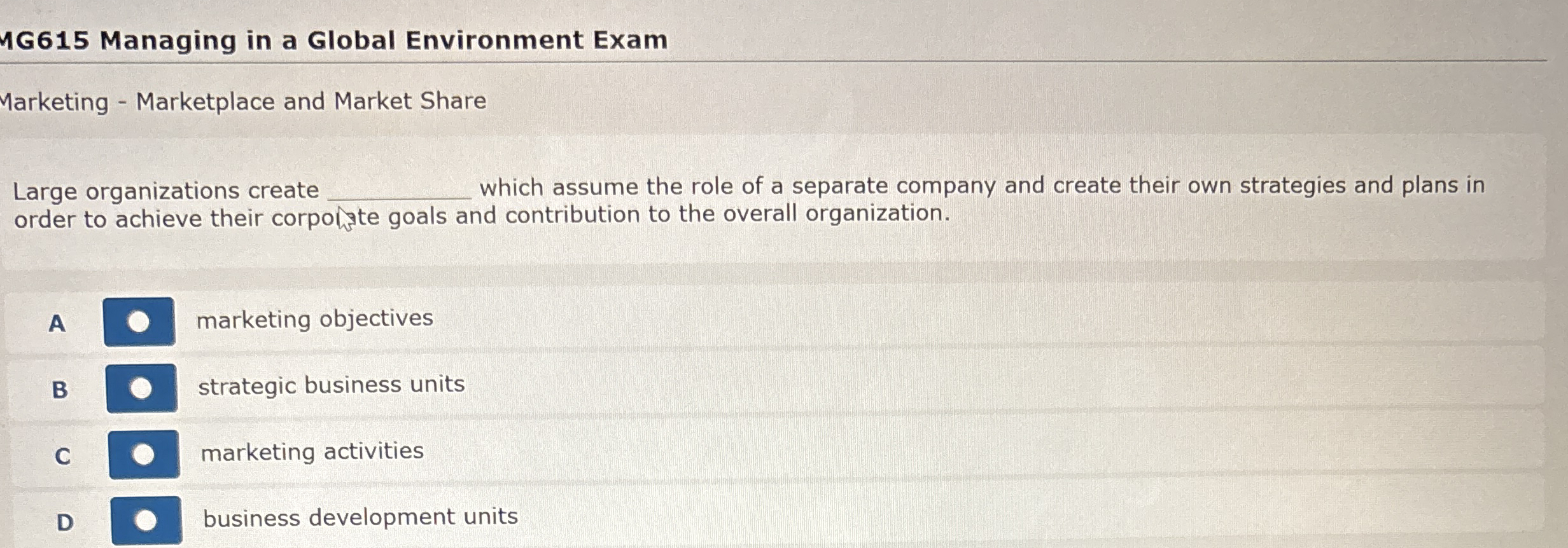 MG 6 1 5 Managing in a Global Environment Exam