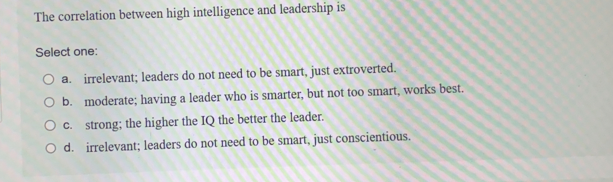 The correlation between high intelligence and