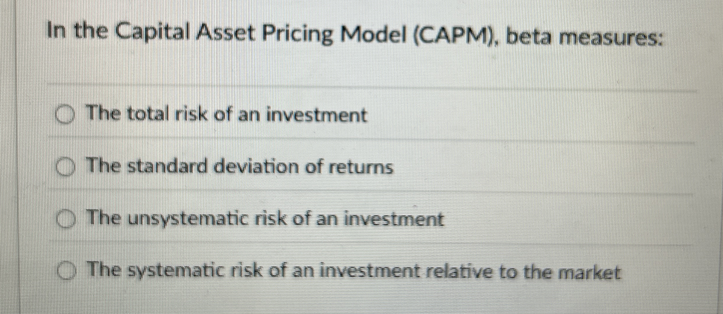 In the Capital Asset Pricing Model ( CAPM ) ,