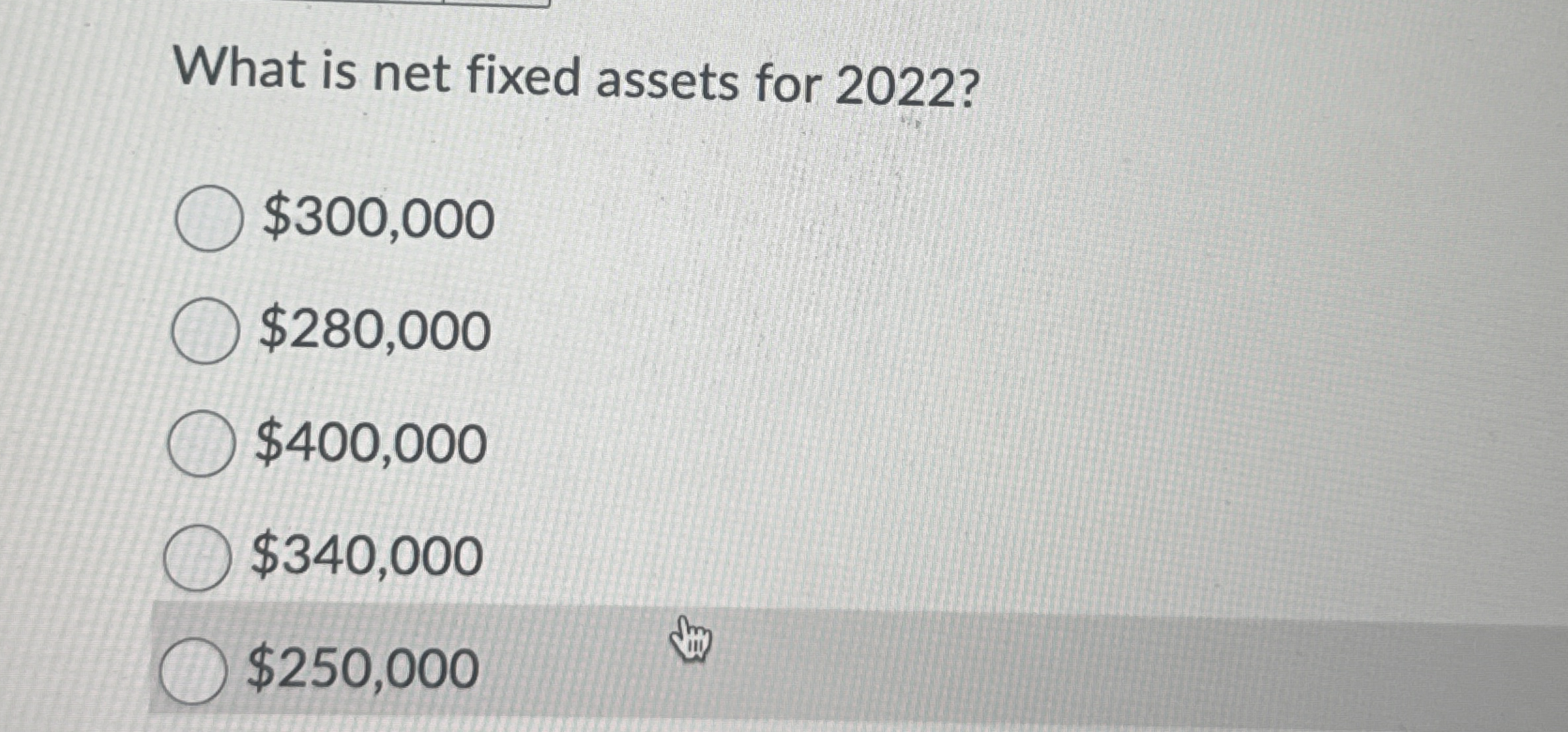 What is net fixed assets for 2 0 2 2 ? $ 3 0 0 ,