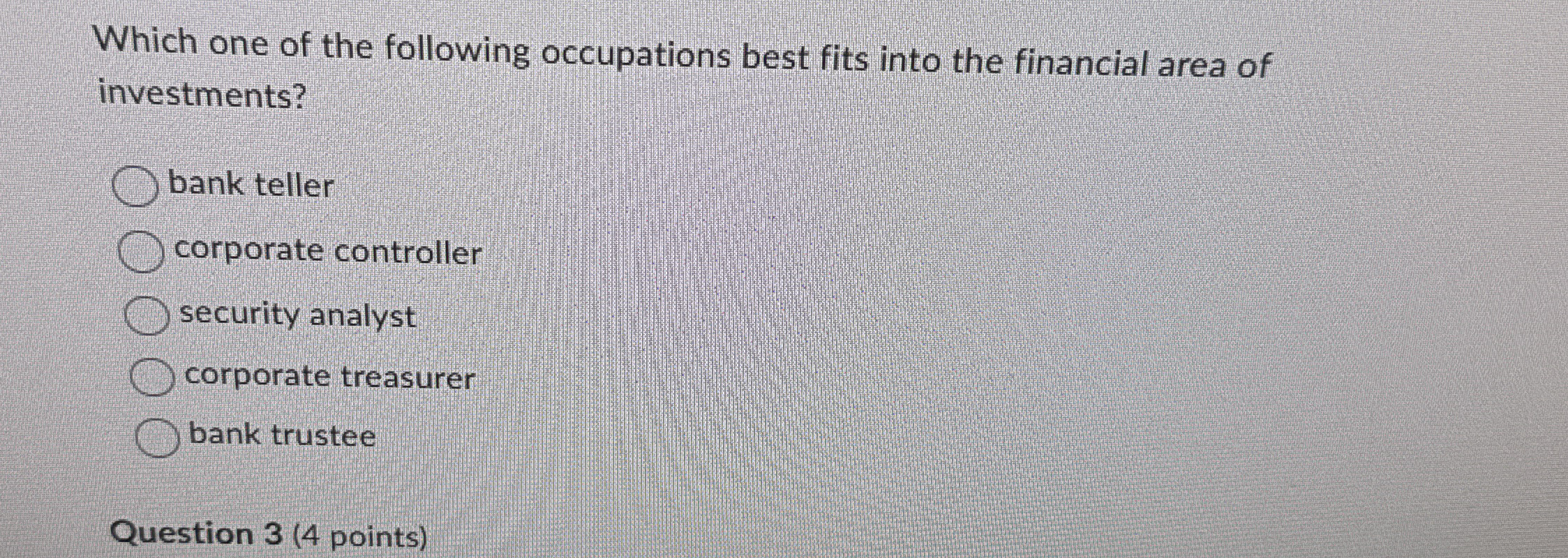 Which one of the following occupations best fits
