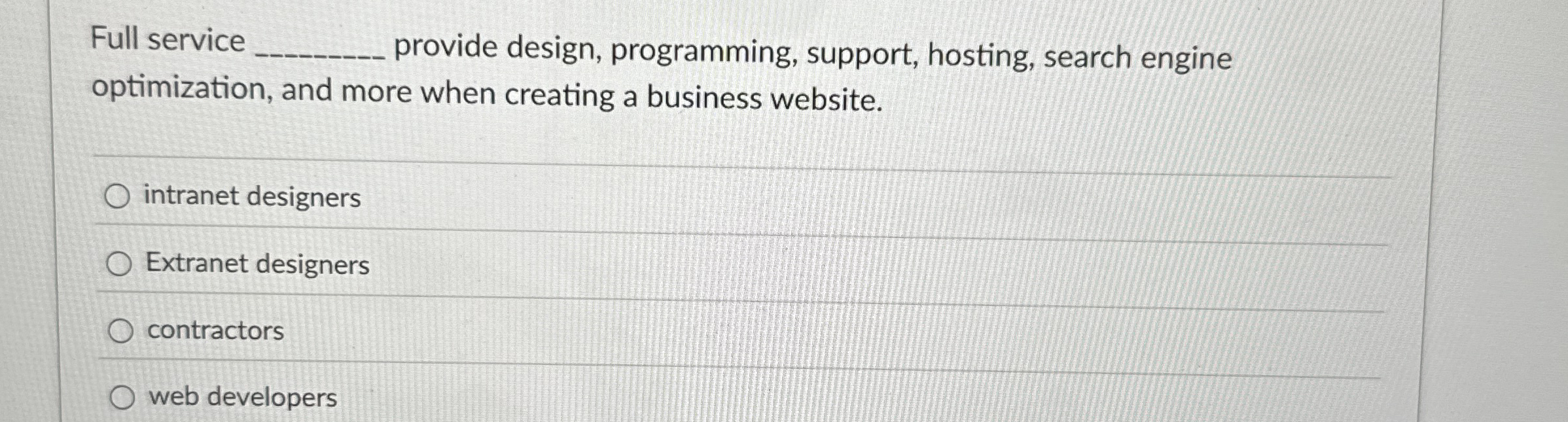 Full service provide design, programming,