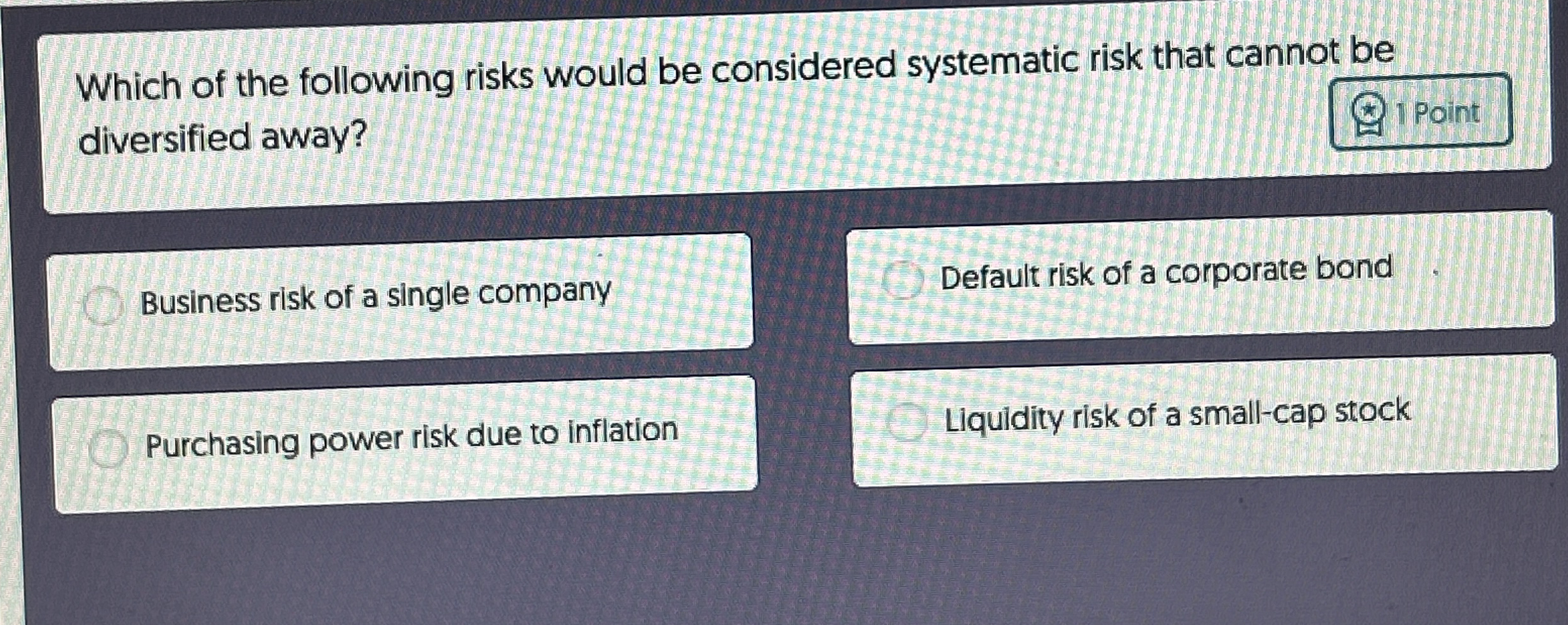 Which of the following risks would be considered