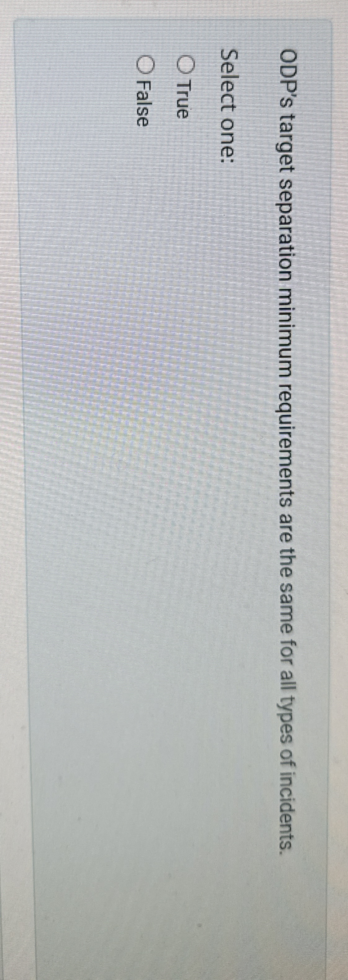 ODP's target separation minimum requirements are