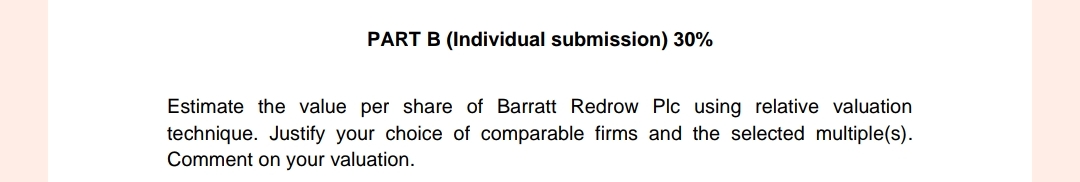 PART B ( Individual submission ) 3 0 % Estimate